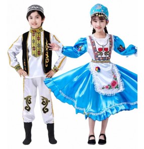 Children girls boys russian folk dance costumes Tatar Russia minority European Palace drama cosplay canival party rave dress up performing costumes